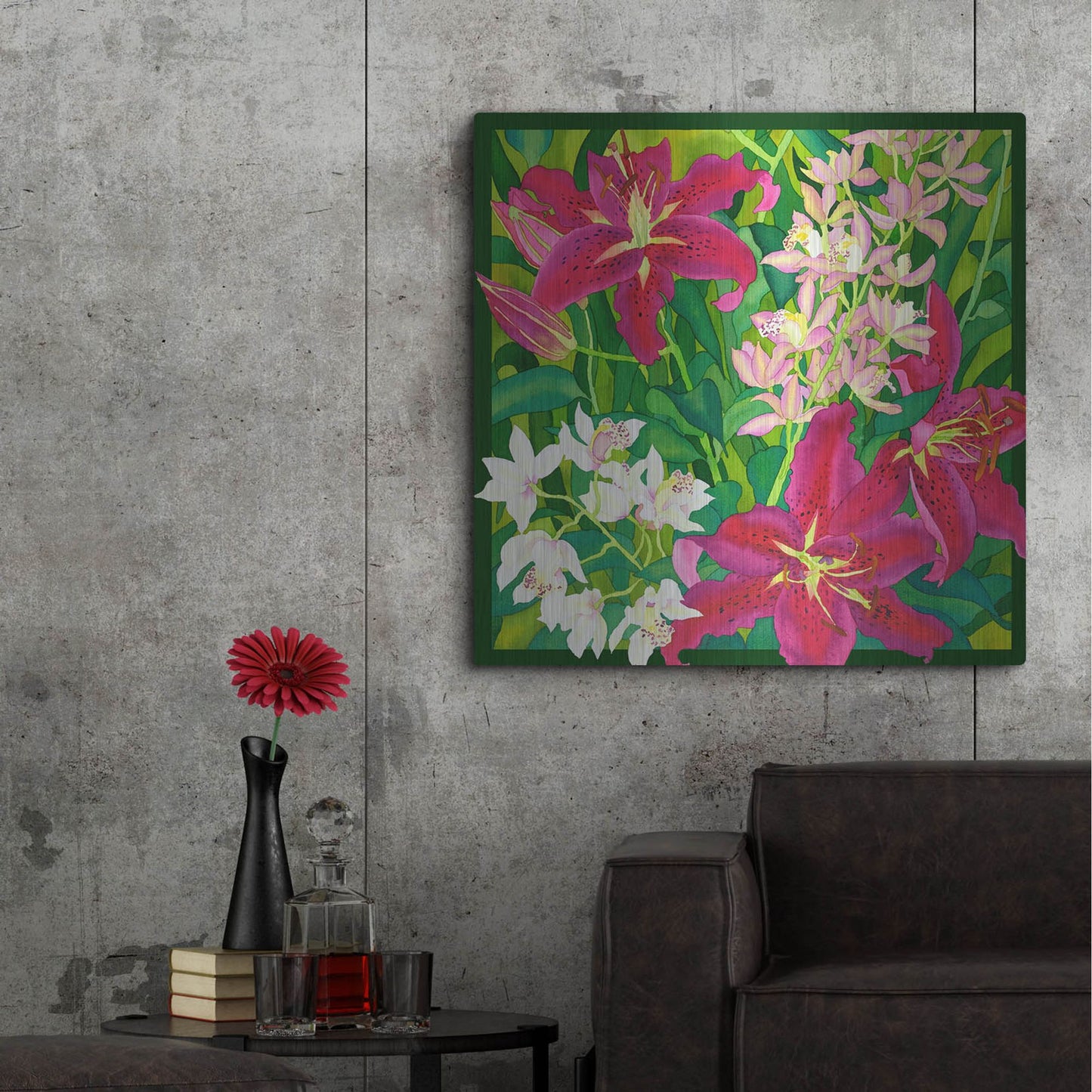 Luxe Metal Art 'Lilly Love - Square' by Carissa Luminess, Metal Wall Art,36x36