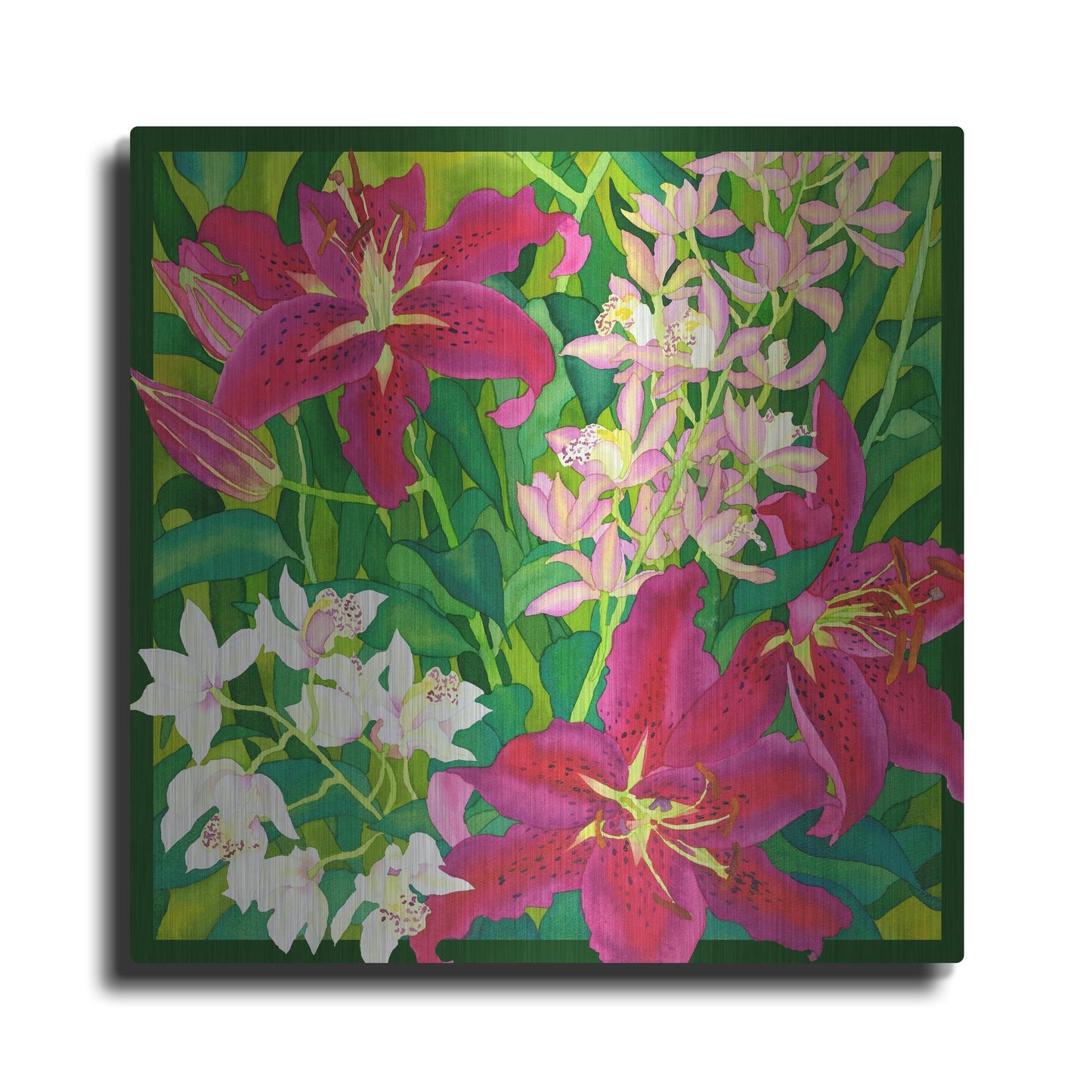 Luxe Metal Art 'Lilly Love - Square' by Carissa Luminess, Metal Wall Art