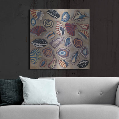 Luxe Metal Art 'Sea Shells- Square' by Carissa Luminess, Metal Wall Art,36x36