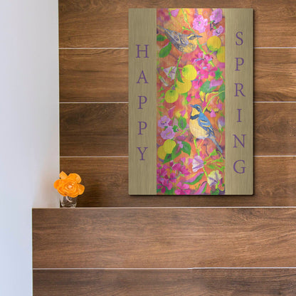 Luxe Metal Art 'Varied Thrushes Happy Spring' by Carissa Luminess, Metal Wall Art,12x16