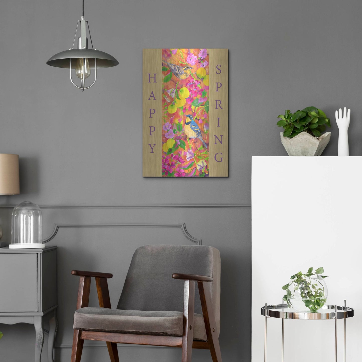 Luxe Metal Art 'Varied Thrushes Happy Spring' by Carissa Luminess, Metal Wall Art,16x24