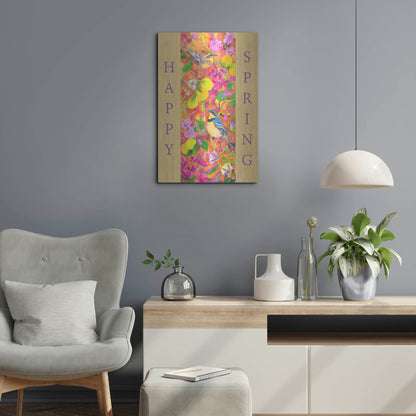 Luxe Metal Art 'Varied Thrushes Happy Spring' by Carissa Luminess, Metal Wall Art,16x24