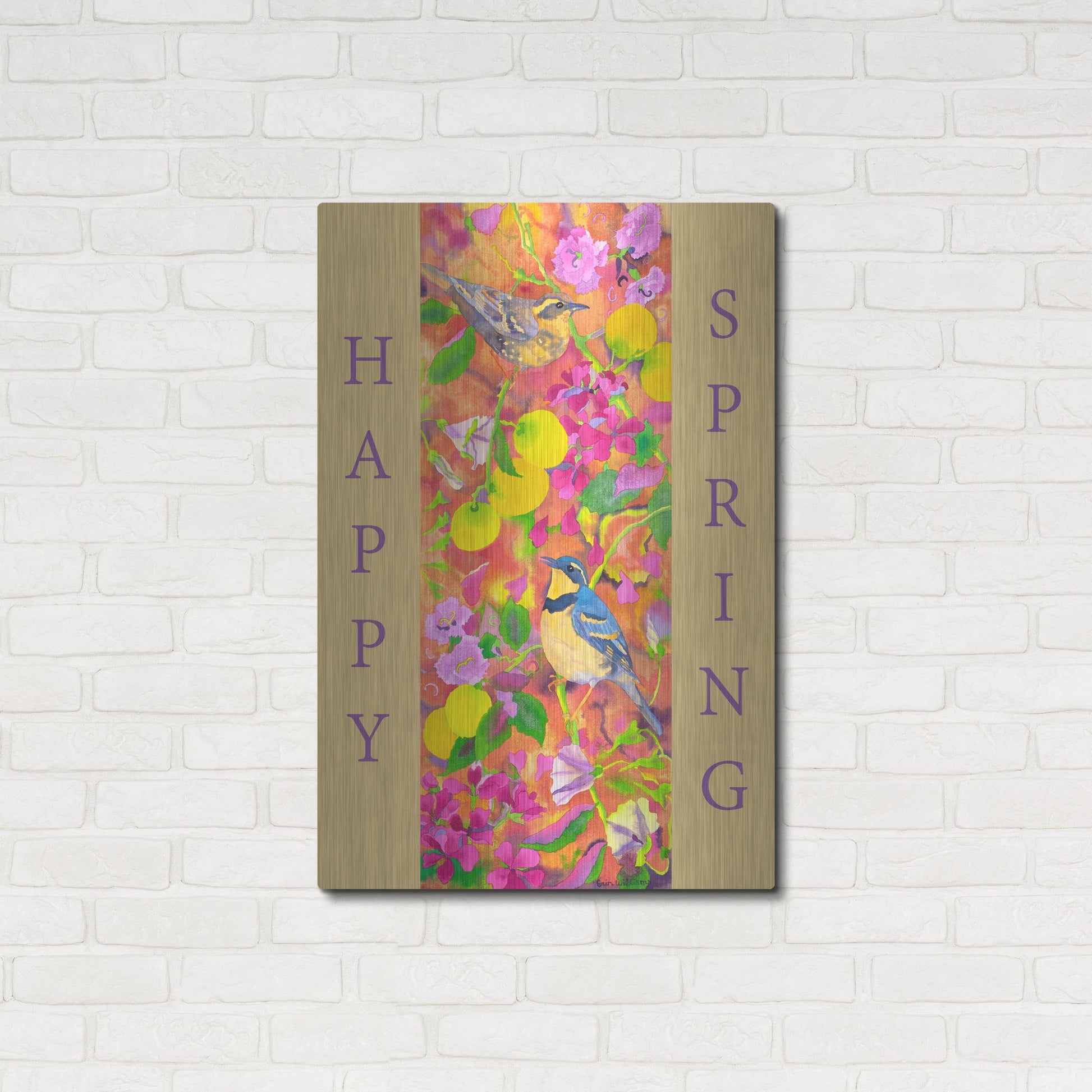 Luxe Metal Art 'Varied Thrushes Happy Spring' by Carissa Luminess, Metal Wall Art,24x36