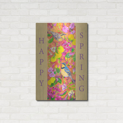 Luxe Metal Art 'Varied Thrushes Happy Spring' by Carissa Luminess, Metal Wall Art,24x36