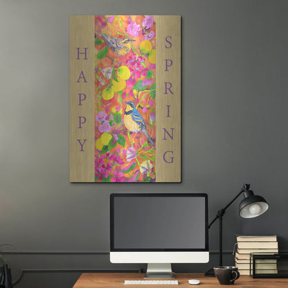 Luxe Metal Art 'Varied Thrushes Happy Spring' by Carissa Luminess, Metal Wall Art,24x36