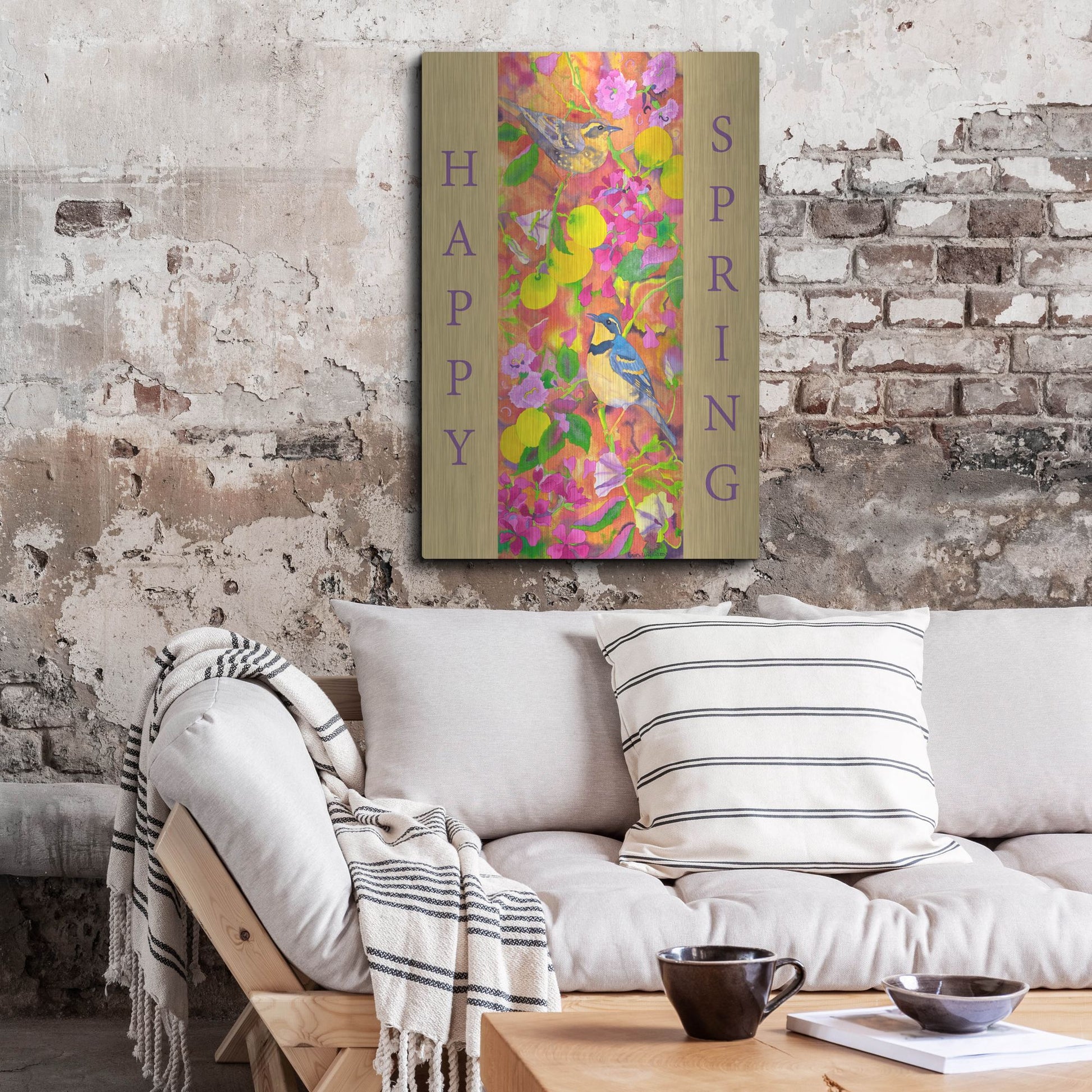 Luxe Metal Art 'Varied Thrushes Happy Spring' by Carissa Luminess, Metal Wall Art,24x36