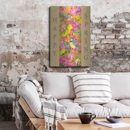 Luxe Metal Art 'Varied Thrushes Happy Spring' by Carissa Luminess, Metal Wall Art,24x36