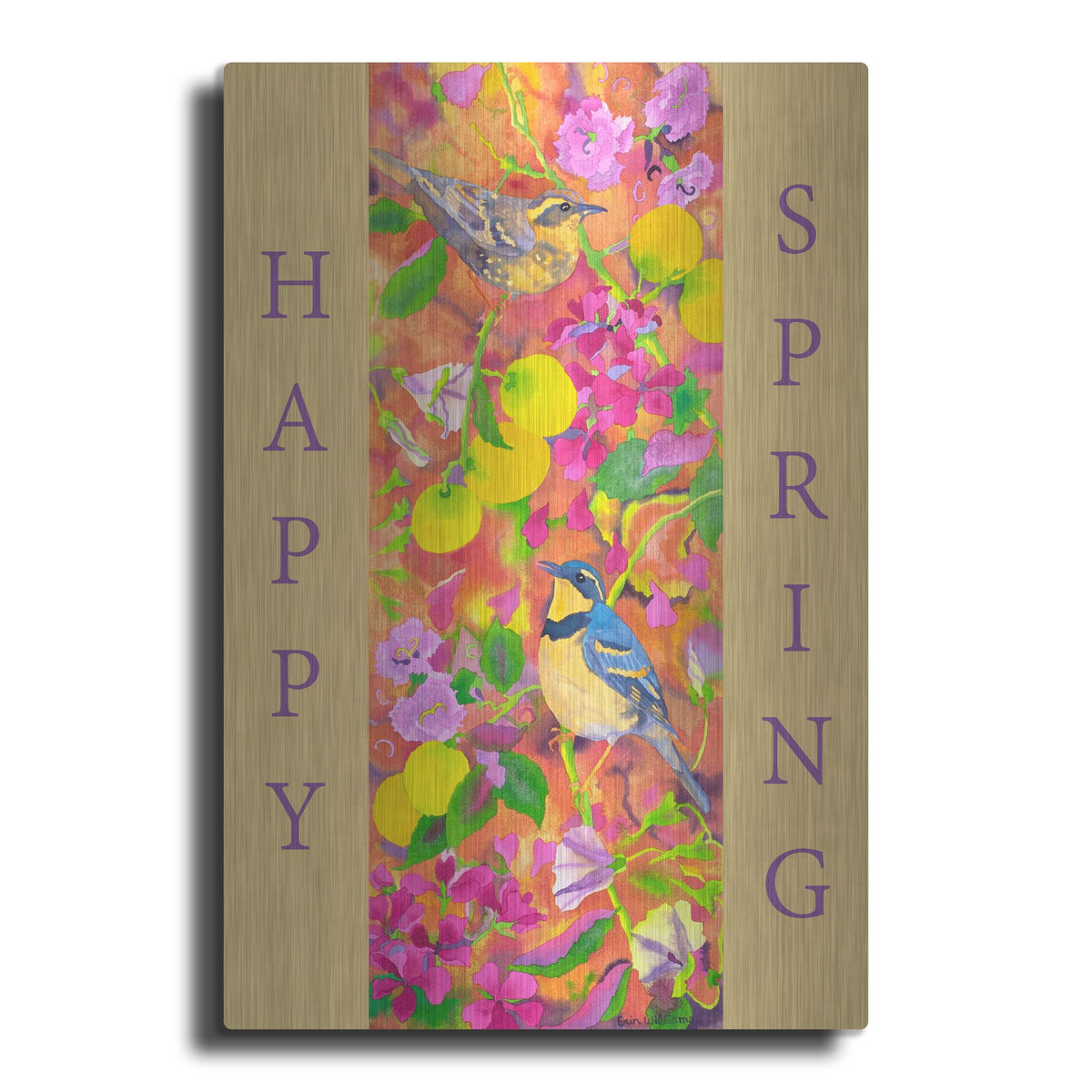 Luxe Metal Art 'Varied Thrushes Happy Spring' by Carissa Luminess, Metal Wall Art