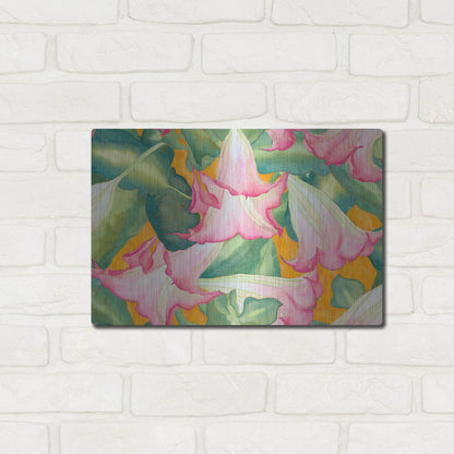 Luxe Metal Art 'Heavenly Divine- Angel Trumpets' by Carissa Luminess, Metal Wall Art,16x12