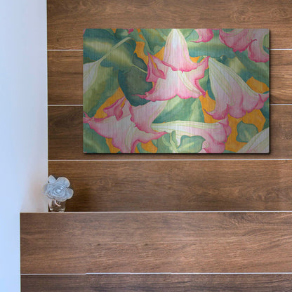 Luxe Metal Art 'Heavenly Divine- Angel Trumpets' by Carissa Luminess, Metal Wall Art,16x12