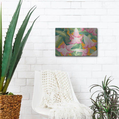 Luxe Metal Art 'Heavenly Divine- Angel Trumpets' by Carissa Luminess, Metal Wall Art,16x12
