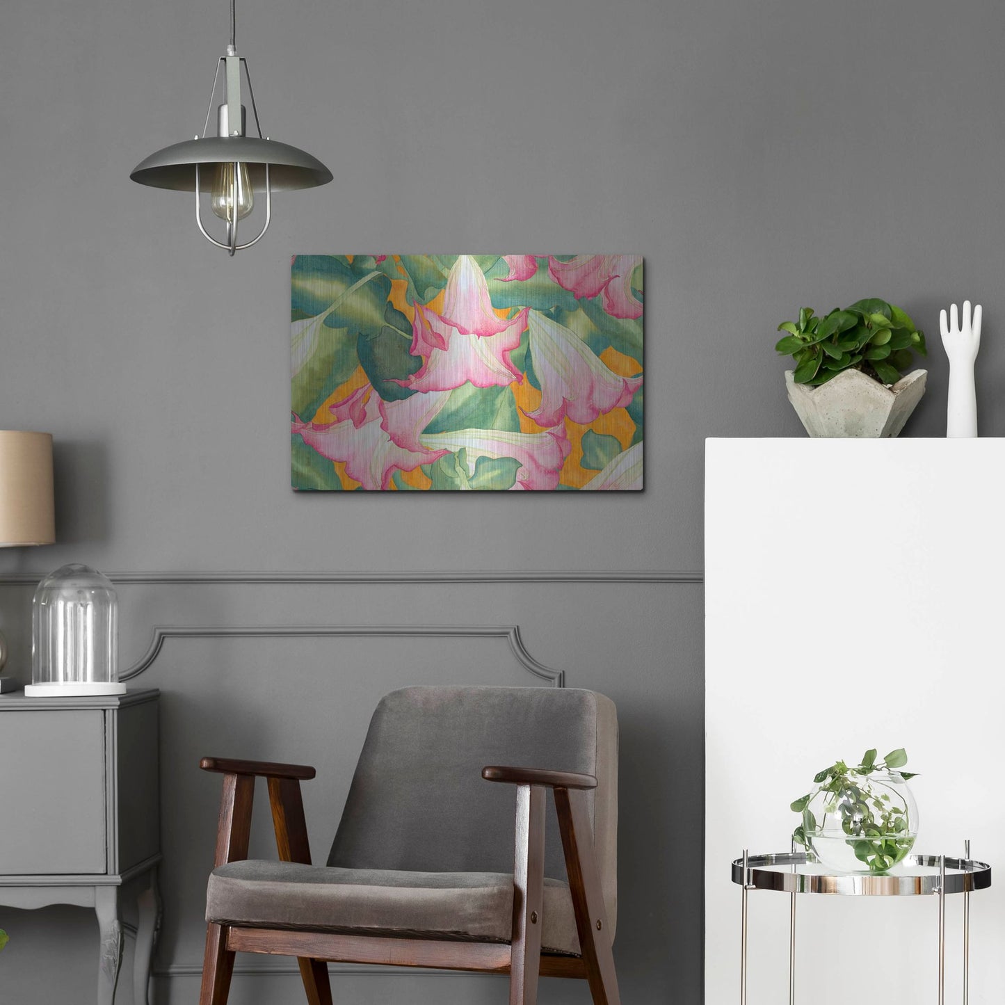 Luxe Metal Art 'Heavenly Divine- Angel Trumpets' by Carissa Luminess, Metal Wall Art,24x16