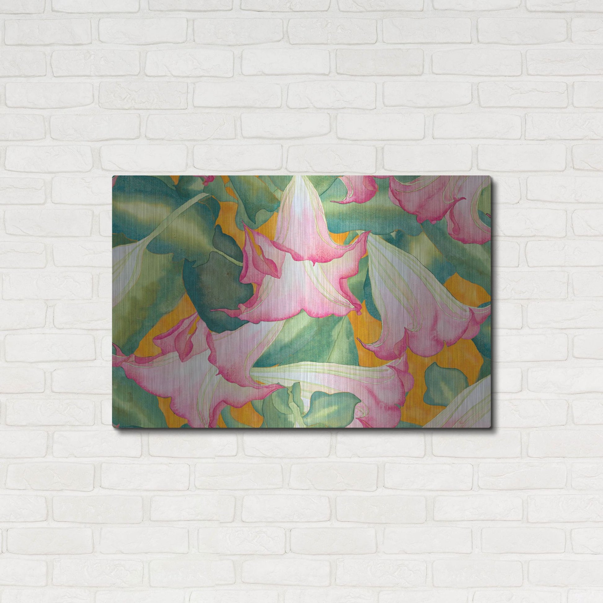 Luxe Metal Art 'Heavenly Divine- Angel Trumpets' by Carissa Luminess, Metal Wall Art,36x24