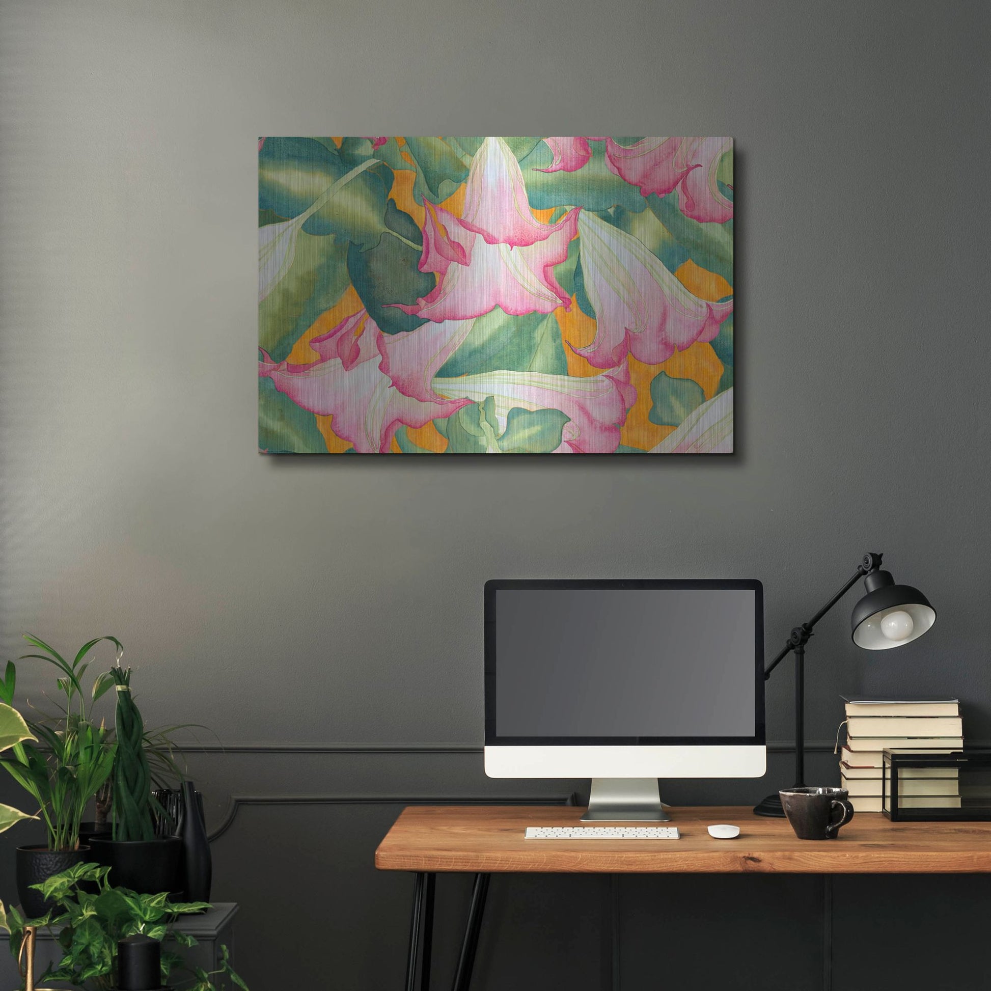 Luxe Metal Art 'Heavenly Divine- Angel Trumpets' by Carissa Luminess, Metal Wall Art,36x24