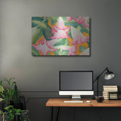 Luxe Metal Art 'Heavenly Divine- Angel Trumpets' by Carissa Luminess, Metal Wall Art,36x24