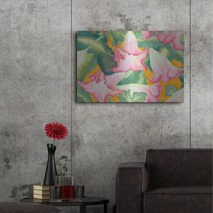 Luxe Metal Art 'Heavenly Divine- Angel Trumpets' by Carissa Luminess, Metal Wall Art,36x24