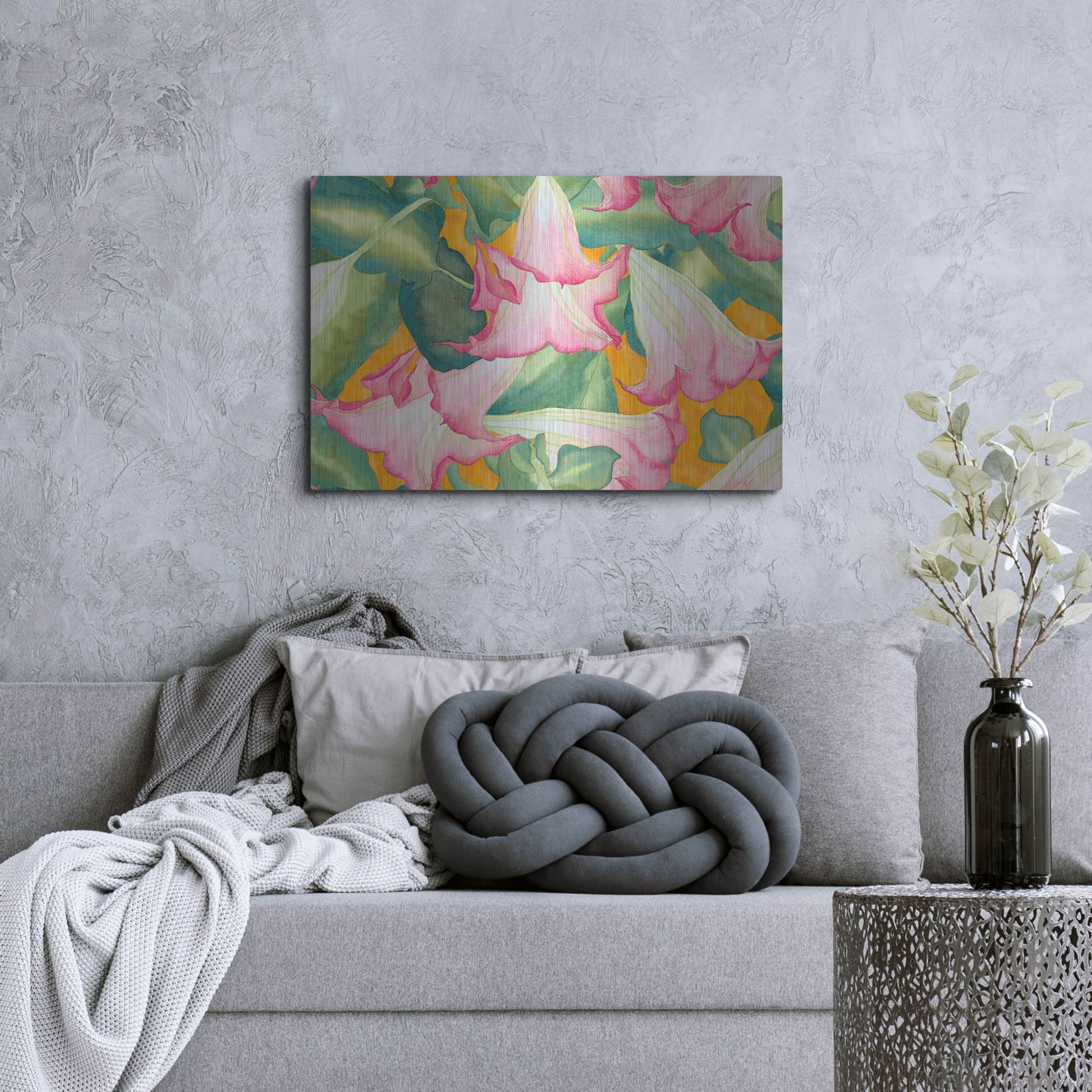 Luxe Metal Art 'Heavenly Divine- Angel Trumpets' by Carissa Luminess, Metal Wall Art,36x24