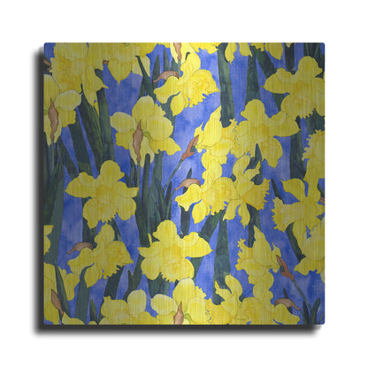 Luxe Metal Art 'Fertile Rising Pattern - Daffodils' by Carissa Luminess, Metal Wall Art