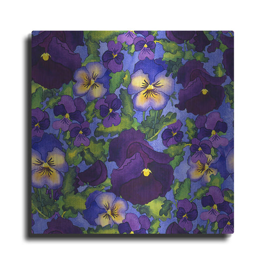 Luxe Metal Art 'Fertile Rising Pattern - Pansies' by Carissa Luminess, Metal Wall Art