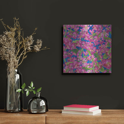 Luxe Metal Art 'Dance Of Love- Pink Flowers Repeat' by Carissa Luminess, Metal Wall Art,12x12