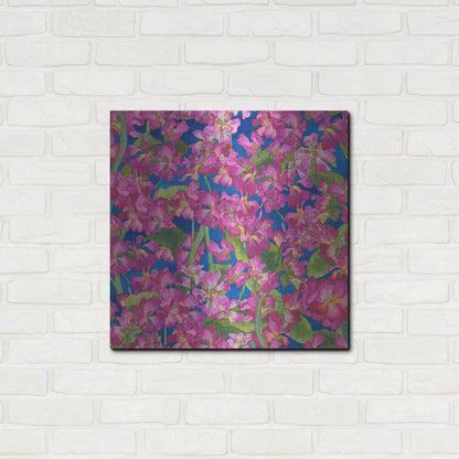 Luxe Metal Art 'Dance Of Love- Pink Flowers Repeat' by Carissa Luminess, Metal Wall Art,24x24