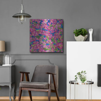 Luxe Metal Art 'Dance Of Love- Pink Flowers Repeat' by Carissa Luminess, Metal Wall Art,24x24