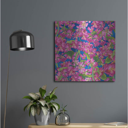 Luxe Metal Art 'Dance Of Love- Pink Flowers Repeat' by Carissa Luminess, Metal Wall Art,24x24