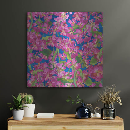 Luxe Metal Art 'Dance Of Love- Pink Flowers Repeat' by Carissa Luminess, Metal Wall Art,24x24