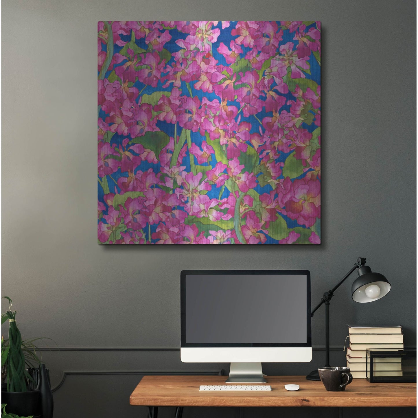 Luxe Metal Art 'Dance Of Love- Pink Flowers Repeat' by Carissa Luminess, Metal Wall Art,36x36