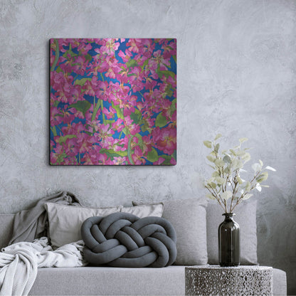 Luxe Metal Art 'Dance Of Love- Pink Flowers Repeat' by Carissa Luminess, Metal Wall Art,36x36