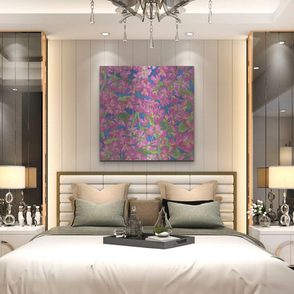 Luxe Metal Art 'Dance Of Love- Pink Flowers Repeat' by Carissa Luminess, Metal Wall Art,36x36