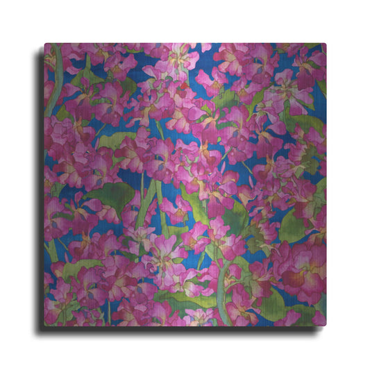 Luxe Metal Art 'Dance Of Love- Pink Flowers Repeat' by Carissa Luminess, Metal Wall Art