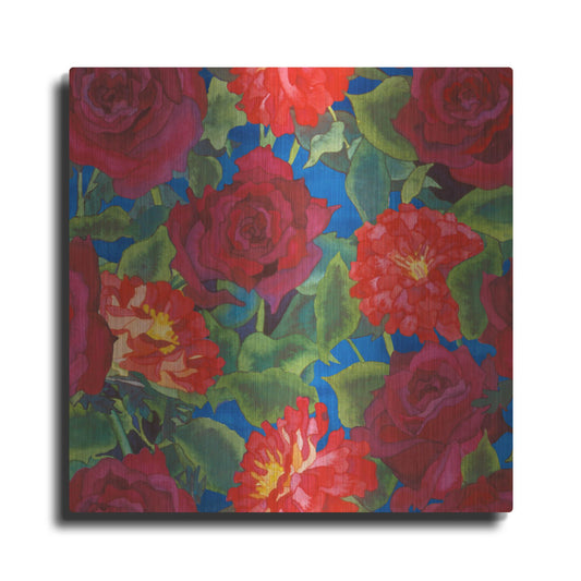 Luxe Metal Art 'Dance Of Love- Roses & Zinnias' by Carissa Luminess, Metal Wall Art