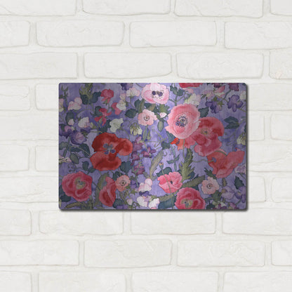 Luxe Metal Art 'Poppies & Sweet Peas Pattern-Light' by Carissa Luminess, Metal Wall Art,16x12