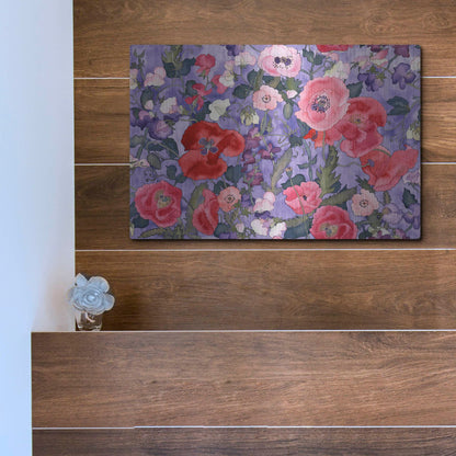 Luxe Metal Art 'Poppies & Sweet Peas Pattern-Light' by Carissa Luminess, Metal Wall Art,16x12