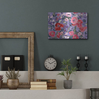 Luxe Metal Art 'Poppies & Sweet Peas Pattern-Light' by Carissa Luminess, Metal Wall Art,16x12