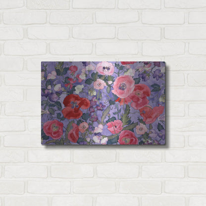 Luxe Metal Art 'Poppies & Sweet Peas Pattern-Light' by Carissa Luminess, Metal Wall Art,24x16