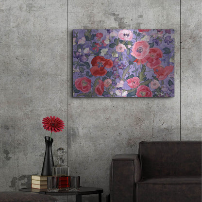 Luxe Metal Art 'Poppies & Sweet Peas Pattern-Light' by Carissa Luminess, Metal Wall Art,36x24