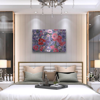 Luxe Metal Art 'Poppies & Sweet Peas Pattern-Light' by Carissa Luminess, Metal Wall Art,36x24