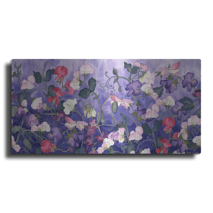 Luxe Metal Art 'Poppies & Sweet Peas- Run On Pattern' by Carissa Luminess, Metal Wall Art,24x12