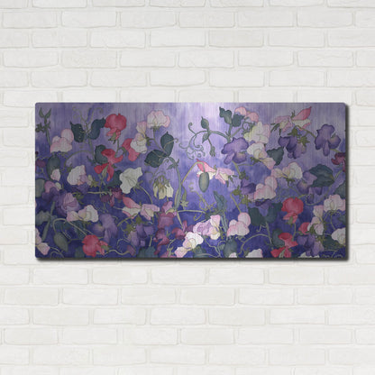 Luxe Metal Art 'Poppies & Sweet Peas- Run On Pattern' by Carissa Luminess, Metal Wall Art,48x24