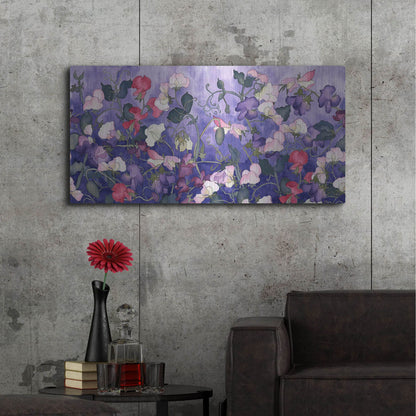 Luxe Metal Art 'Poppies & Sweet Peas- Run On Pattern' by Carissa Luminess, Metal Wall Art,48x24