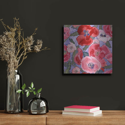 Luxe Metal Art 'Poppies pattern- light' by Carissa Luminess, Metal Wall Art,12x12