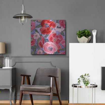 Luxe Metal Art 'Poppies pattern- light' by Carissa Luminess, Metal Wall Art,24x24