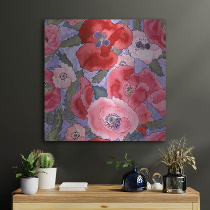 Luxe Metal Art 'Poppies pattern- light' by Carissa Luminess, Metal Wall Art,24x24