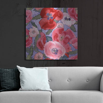 Luxe Metal Art 'Poppies pattern- light' by Carissa Luminess, Metal Wall Art,36x36