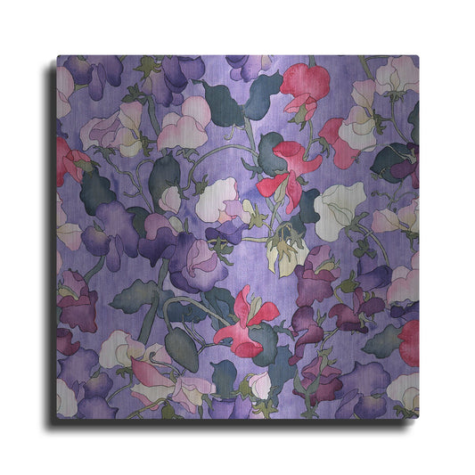 Luxe Metal Art 'Sweet peas pattern-light' by Carissa Luminess, Metal Wall Art