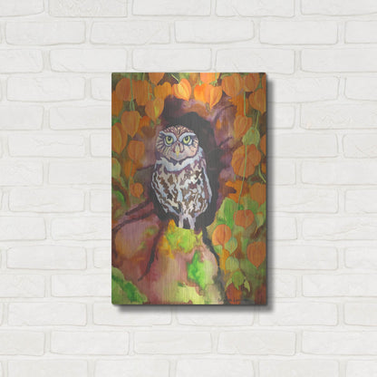 Luxe Metal Art 'Owl with Asian Lanterns' by Carissa Luminess, Metal Wall Art,16x24