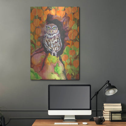 Luxe Metal Art 'Owl with Asian Lanterns' by Carissa Luminess, Metal Wall Art,24x36
