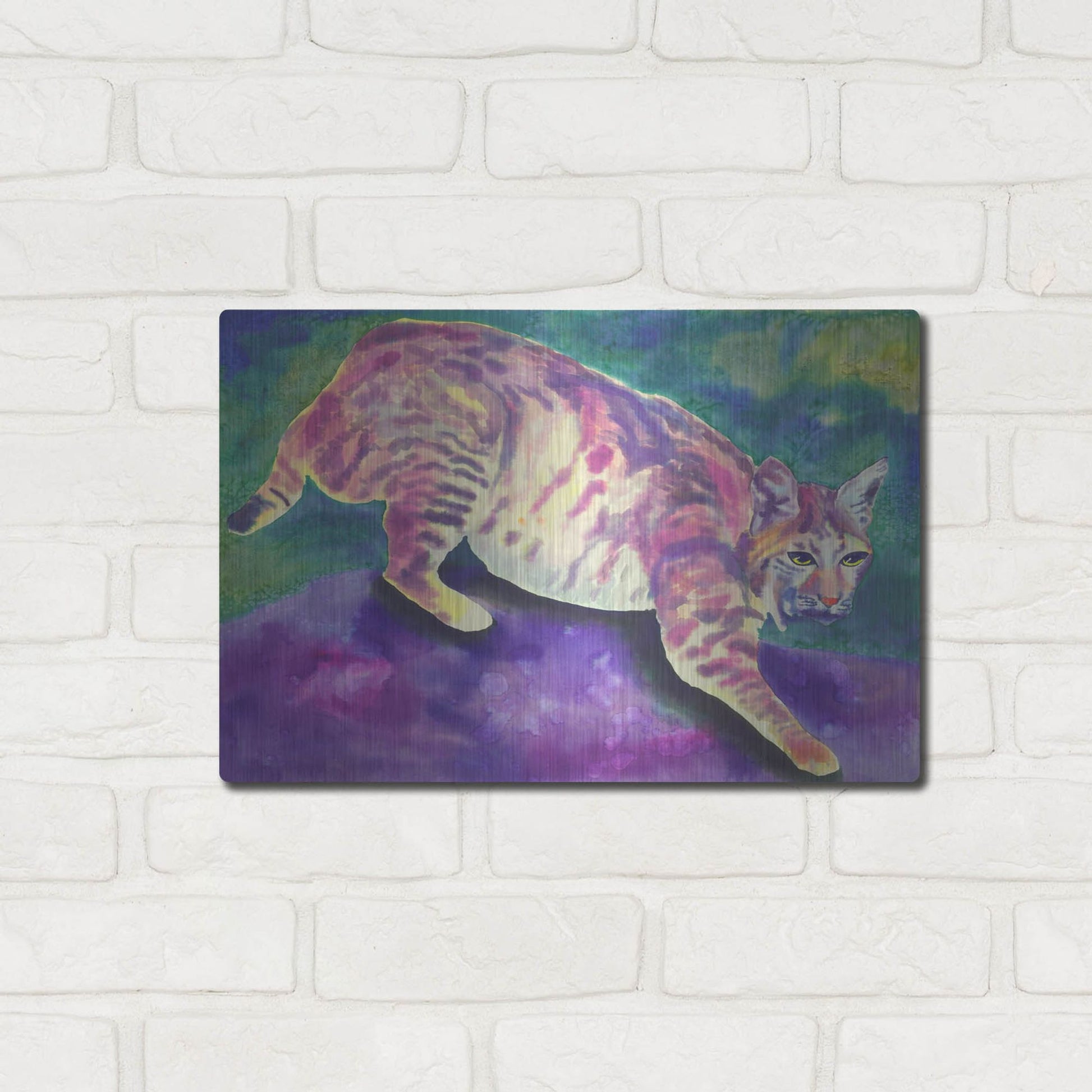 Luxe Metal Art 'Bobcat' by Carissa Luminess, Metal Wall Art,16x12